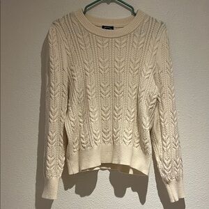 Elegant Cream Cable Knit Sweater